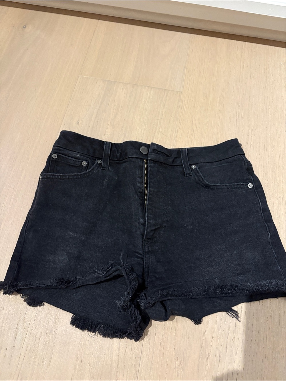Denim Forum Black 90s Brigette Mid Micro Short